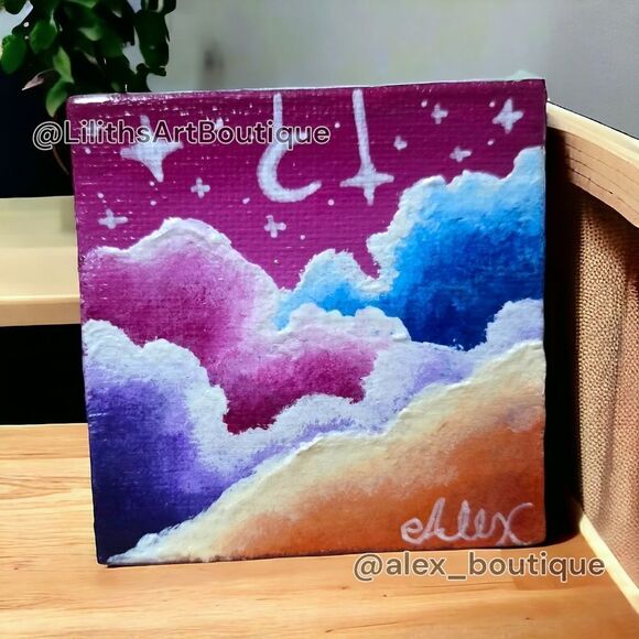 Handmade Other - Mini Sky Painting (Y005) - Handmade Oil on Canvas